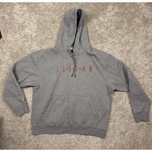 Jordan‎ Brand Mens XL Gray Embroidered Logo Pullover Hoodie Standard Fit Fleece
